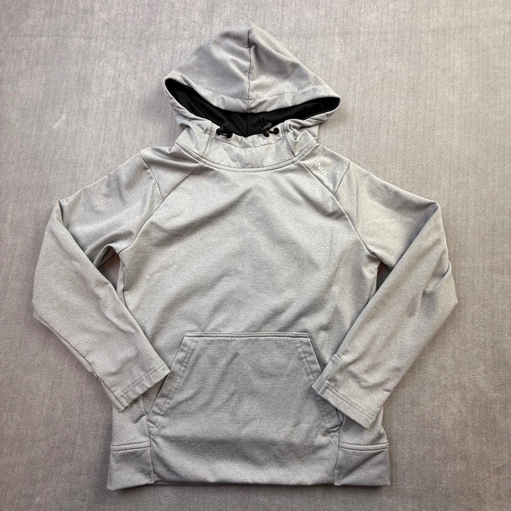 UNRL Kids Youth Small Gray Performance Hoodie Athletic Sweatshirt Raglan Sleeve